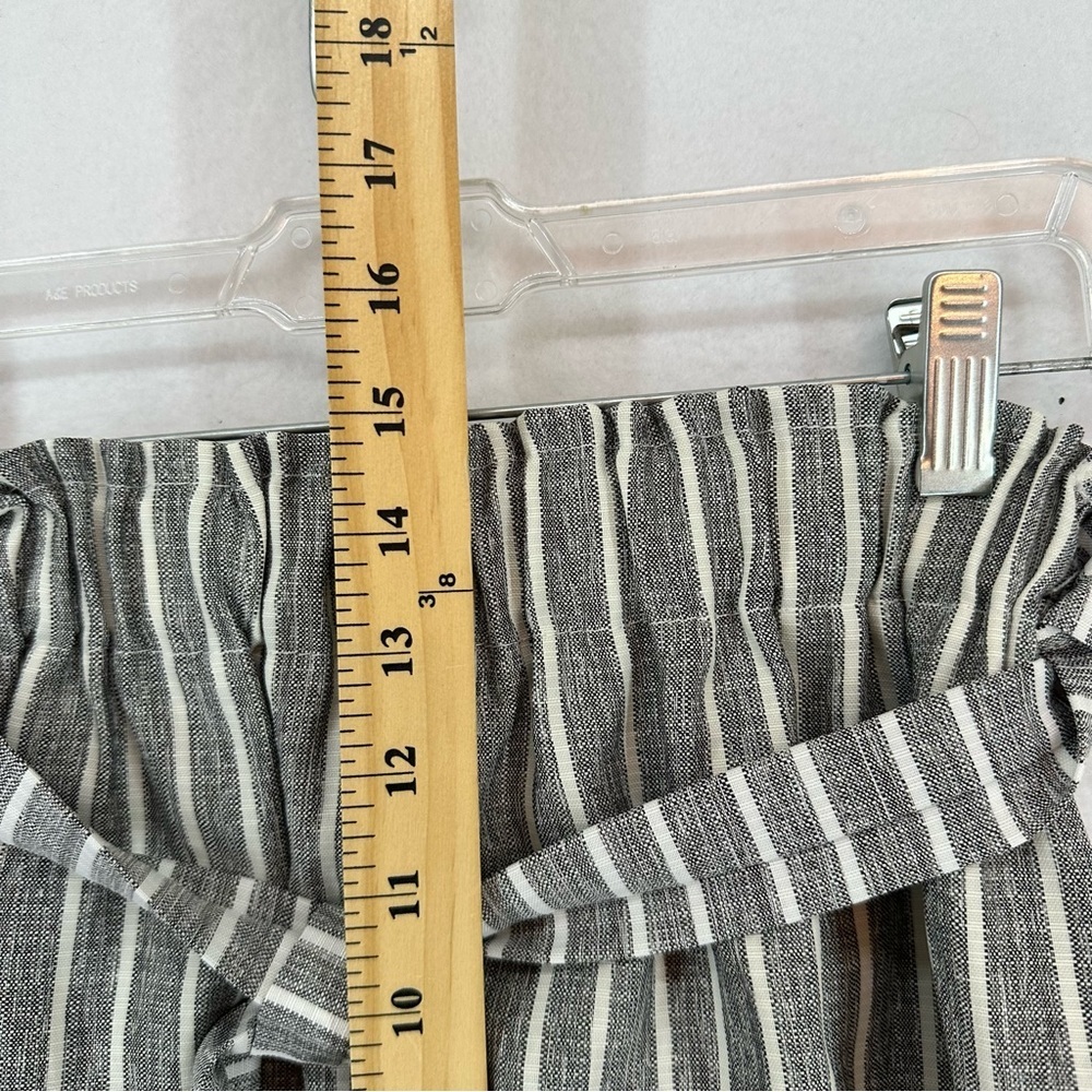Woman’s Belted High Waist Summer Shorts Striped M Gray - Picture 5 of 9
